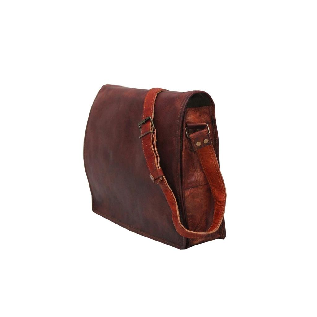 Men's Genuine Vintage Leather Messenger Shoulder Laptop Bag Handmade Satchel