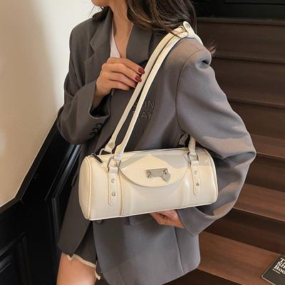 Niche Light Luxury Oil-based PU Women's Cylinder Bag New Fashion and Versatile Commuting Shopping One-shoulder Crossbody Bag