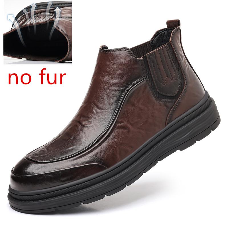 Fashion Man Shoes Classic Business Leather Chelsea Boots Ankle Boots Men Casual British Style Short High-Top Men Cotton Shoes