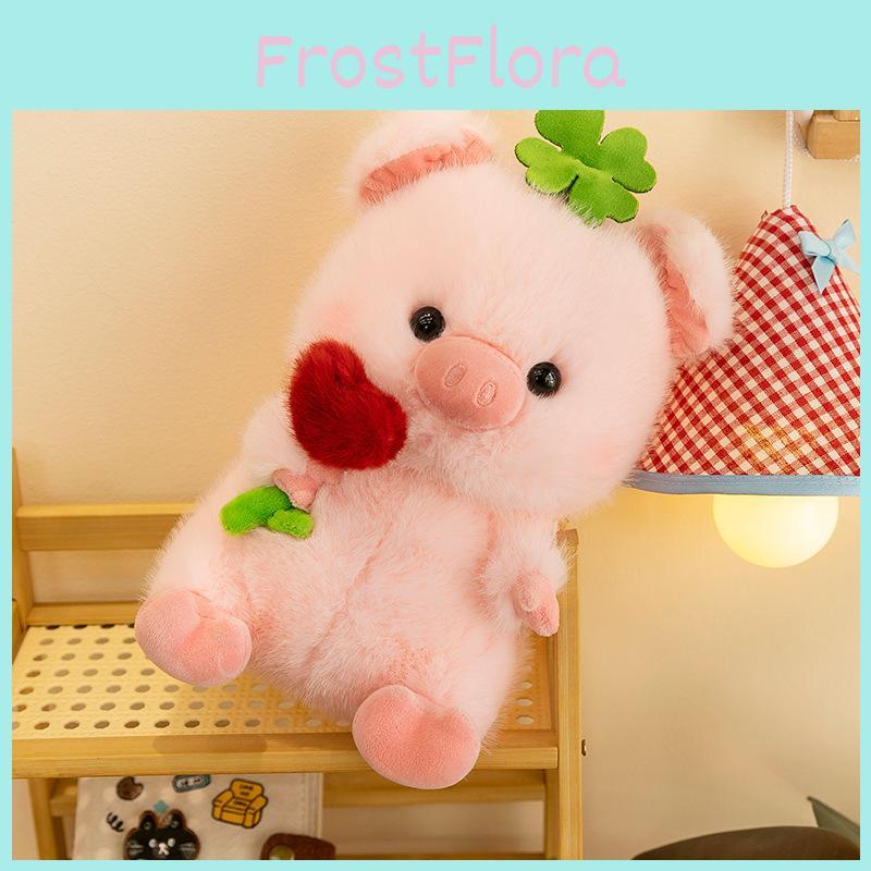 Cute Embracing Flower Four Leaf Pig Cartoon Animal Plush Toy Pillow For Children