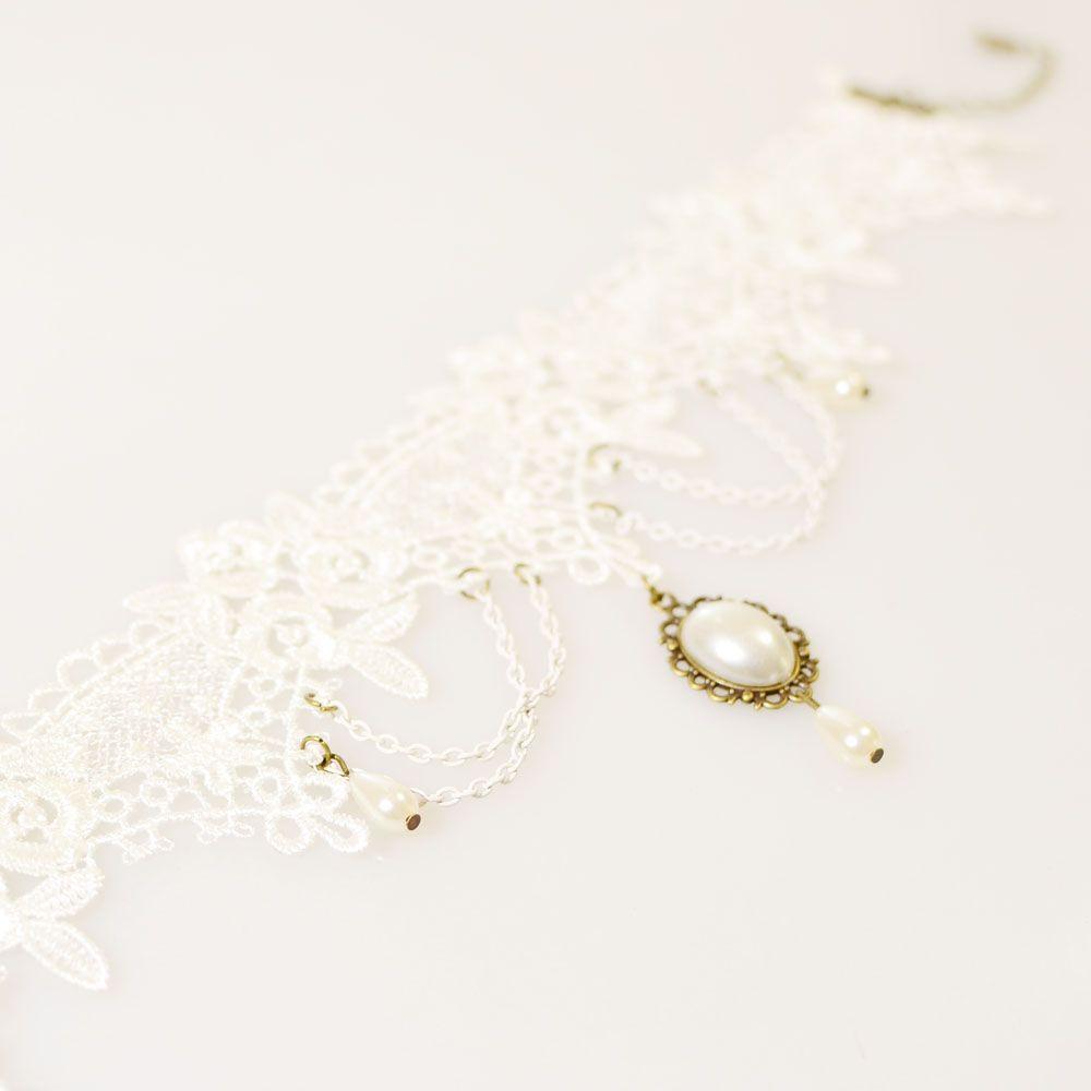 Vintage Retro Women Bride Lace Statement Short Jewelry Choker Collar Bridal Necklace