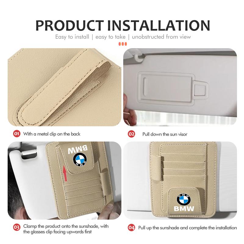 BBIF1 For BMW Multifunctional Car Sun Visor Storage Bag Credit ID Card Holder Clip G30 G20 M3 M5 E91 E92 E93 E36 E70 X3 X4 X5 X1 E39