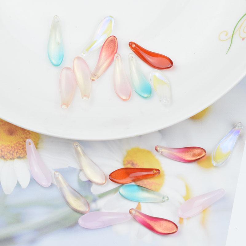 9*26mm Curved Chrysanthemum Petal Czech Glass Beads for Hanfu Headdress Hairpin DIY Crafting