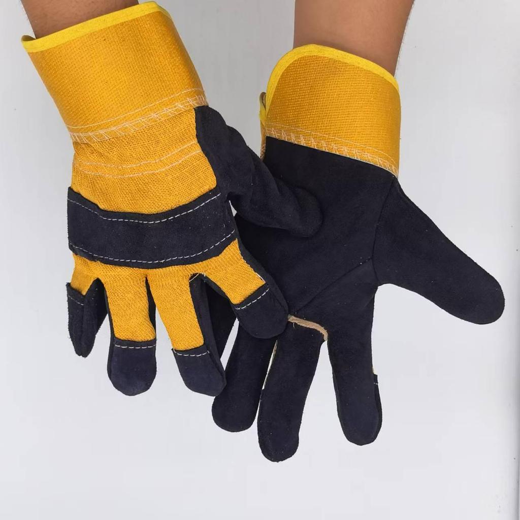 Yellow Suede Leather Welding Gloves: Anti-Slip, Cut & Heat Resistant Cowhide Split Palm Gloves