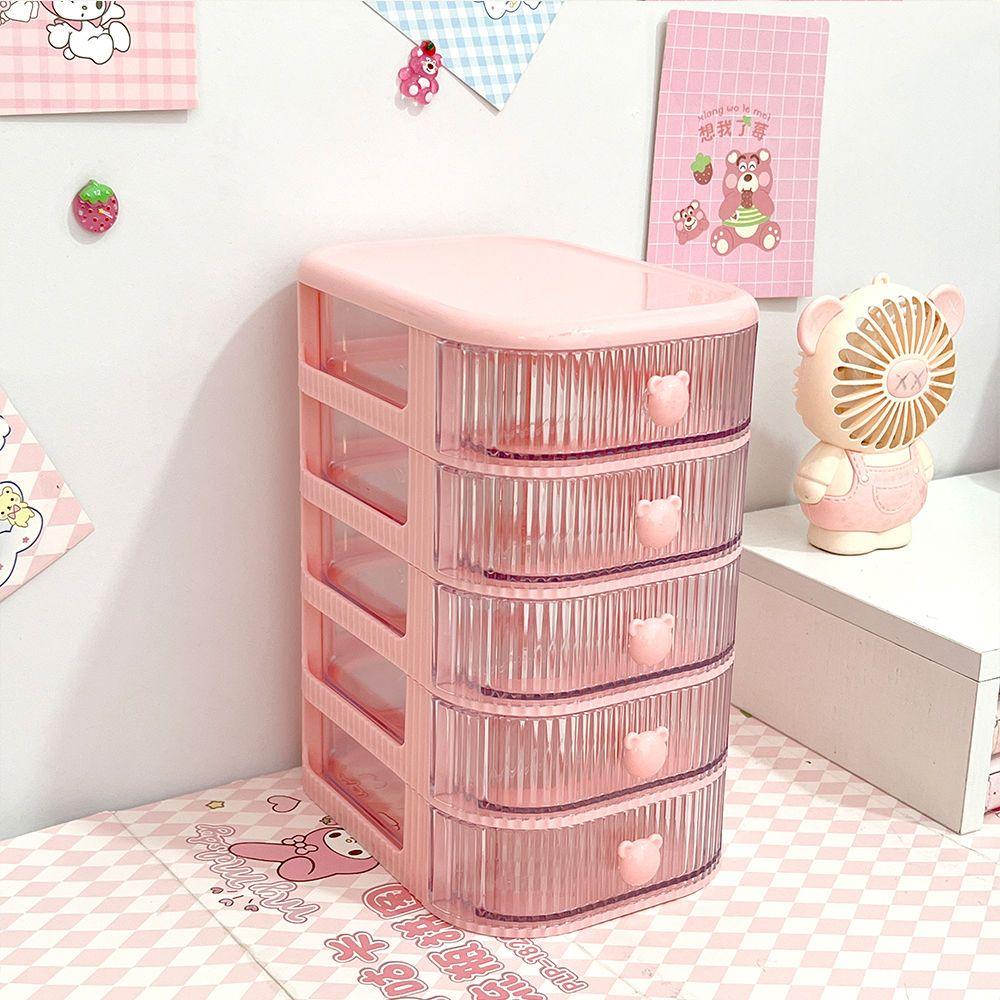Desktop Multi-layer Drawer Storage Box Organizer Desktop Stationery Box Pen Holder Cute Children's Hair Accessories Storage Rack