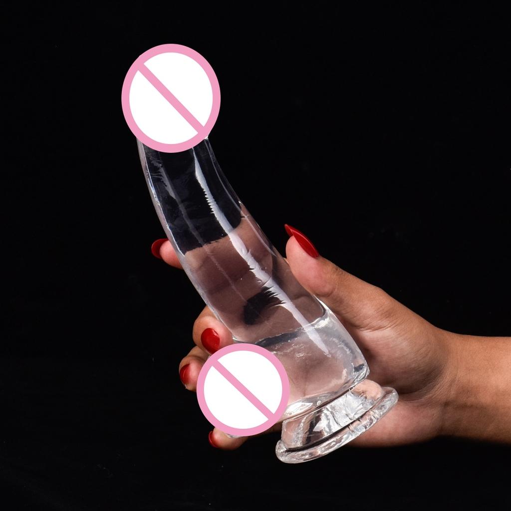 Mixed Color Crystal Anal Plug Penis Women's Transparent Masturbation Stick plus-Sized Small and Medium Color Simulation Dildo Cannon