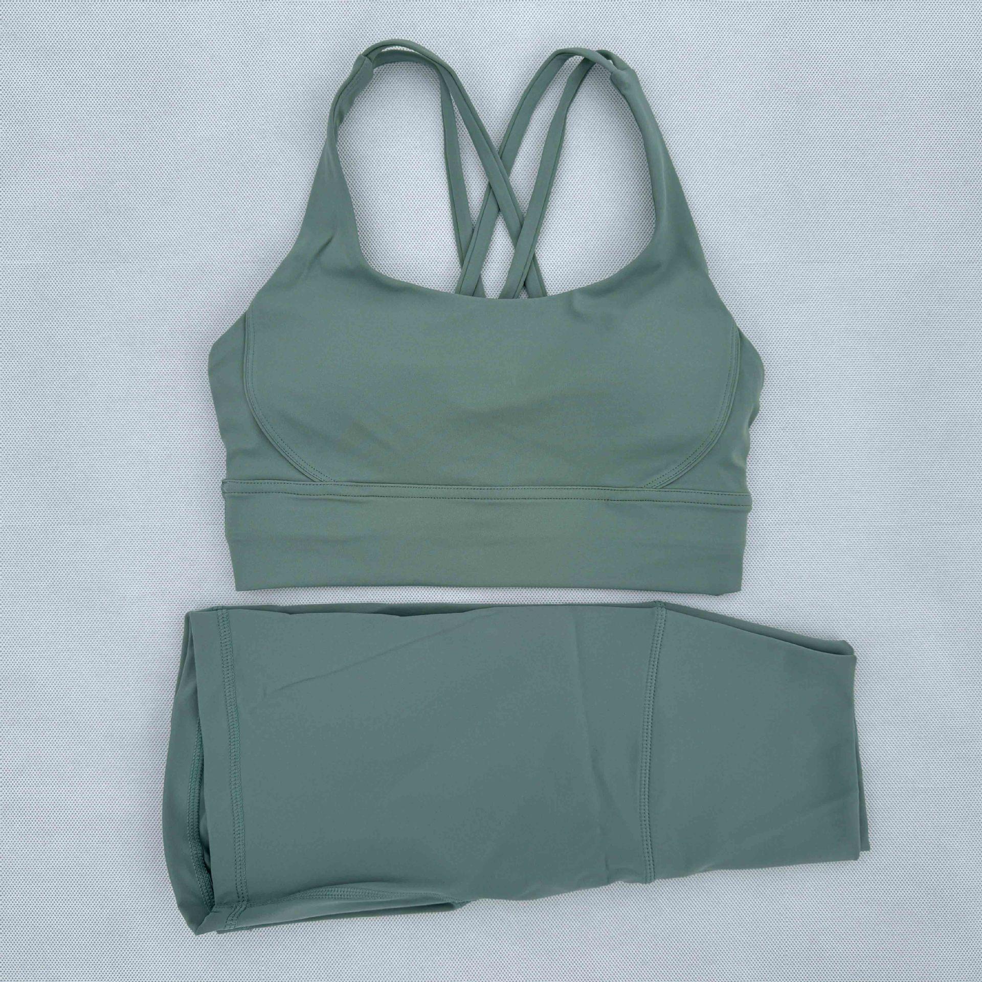 

Женский однотонный комплект для йоги - спортивный бюстгальтер и леггинсы для бега и фитнеса Small