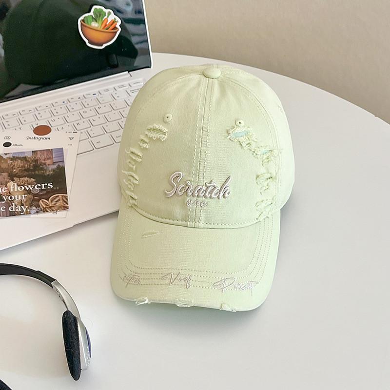 Style Distressed Letter Baseball Cap With Sun Protection For Casual Streetwear