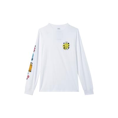 Locker sitzendes lässiges T-Shirt mit Grafikdruck, Rundhalsausschnitt, langen Ärmeln, Herrenoberteil, Weiß VN0A5KCTZAS
