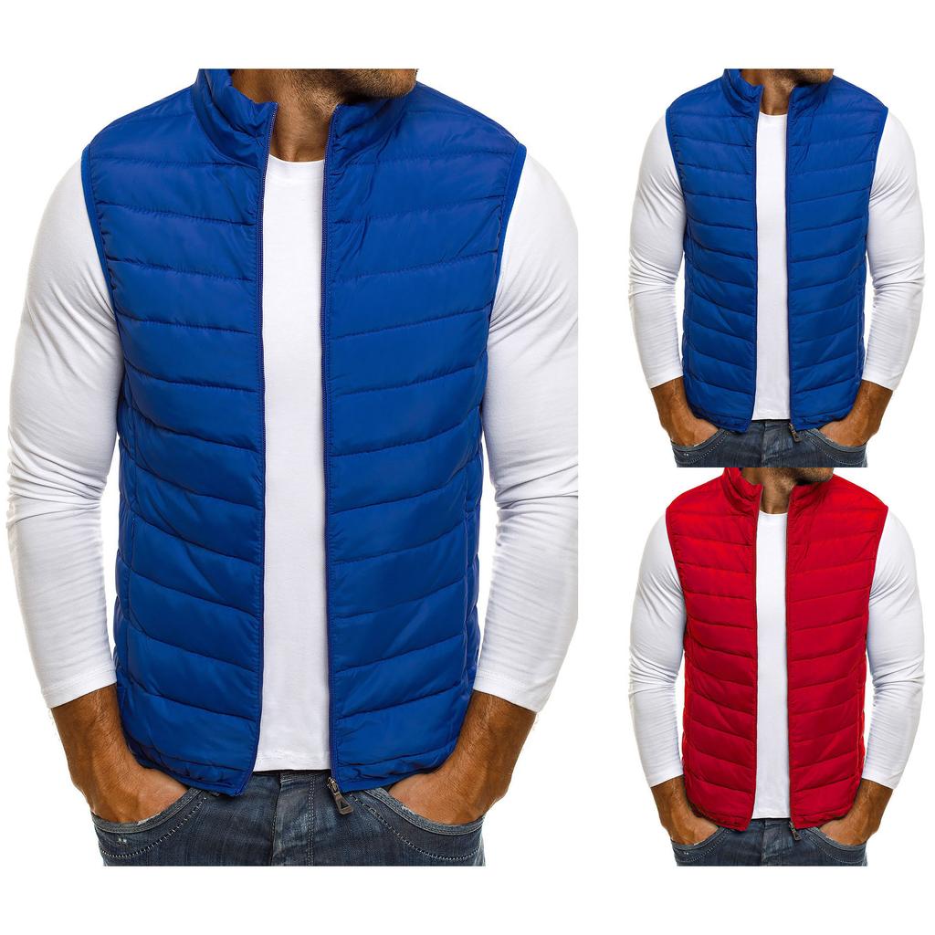 Winter Fashion Cotton-Padded Men' Sleeveless Vest Jackets Vest Coats   Waistcoats Stand Collar Warm Clothing Plus Size