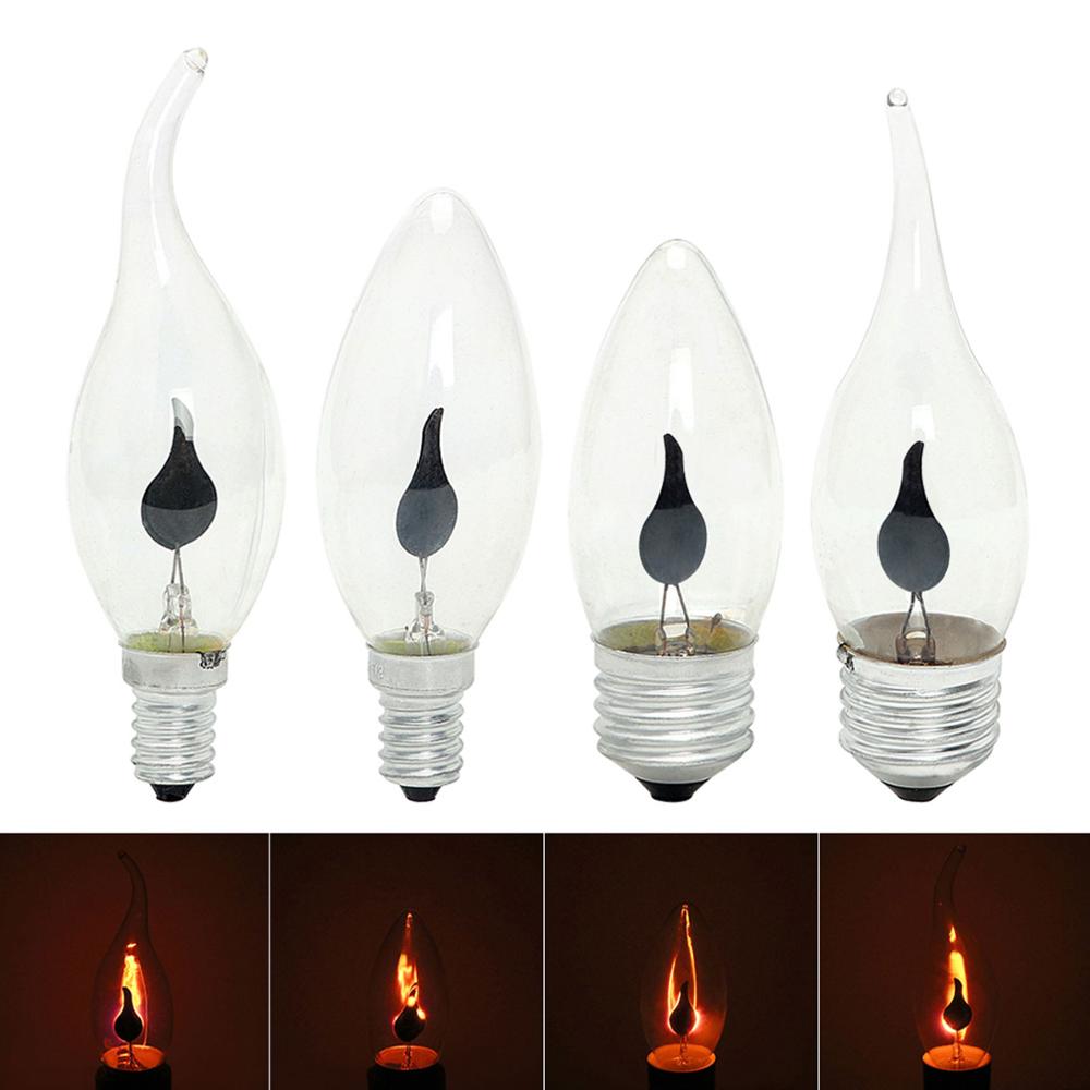 LED Flame Tip Candle Simulated Nature Fire Flickering Light E14 E27 3W Filament Bulb Vintage Bar Pub Home Decor Lamp 220V