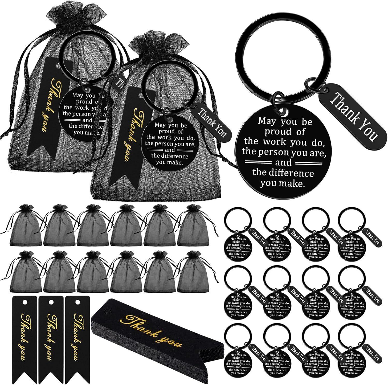 

36 шт. Подарки в знак признательности сотрудникам, объемные благодарственные подарки, мешочки из органзы с благодарственными открытками для коллег, сувениры для персонала 9x12cm