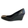 Wedge Sole Double T Logo Leather Caroline 54 Pumps Black Leather Women Used