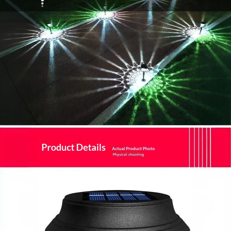 Outdoor Solar Pathway Lights RGB Color Changing Projection Dusk to Dawn for Yard Walkway Landscape Decoration