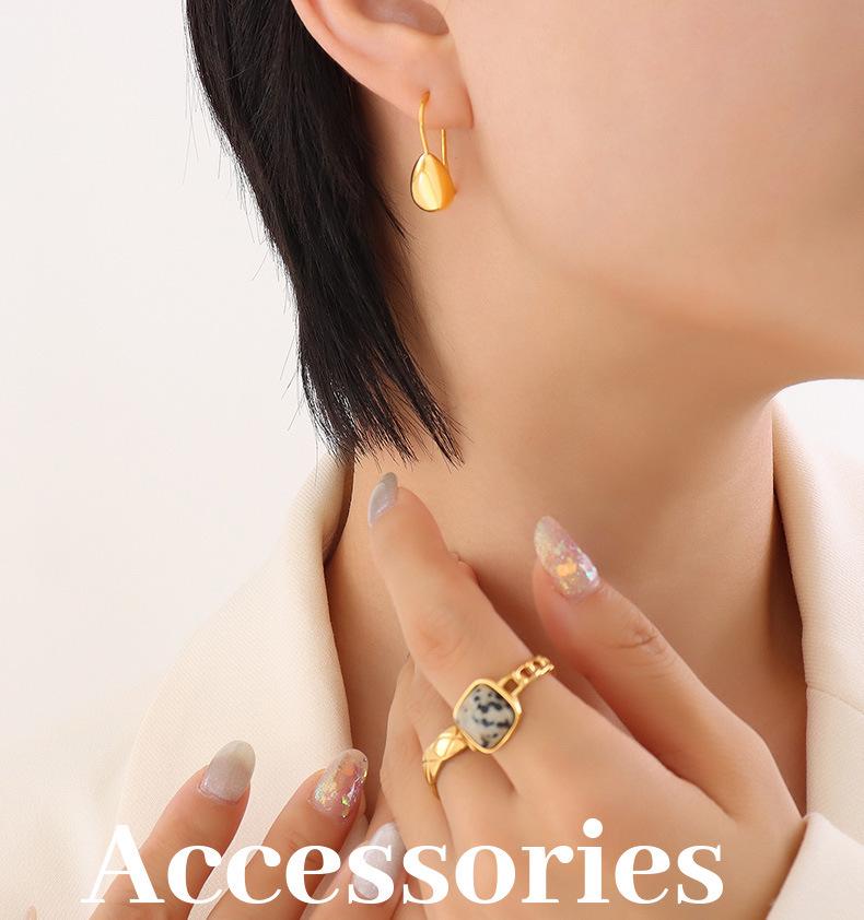 Elegant Gold-Plated Water Drop Earrings for Women - Titanium Steel, Niche Design, Colorfast Jewelry
