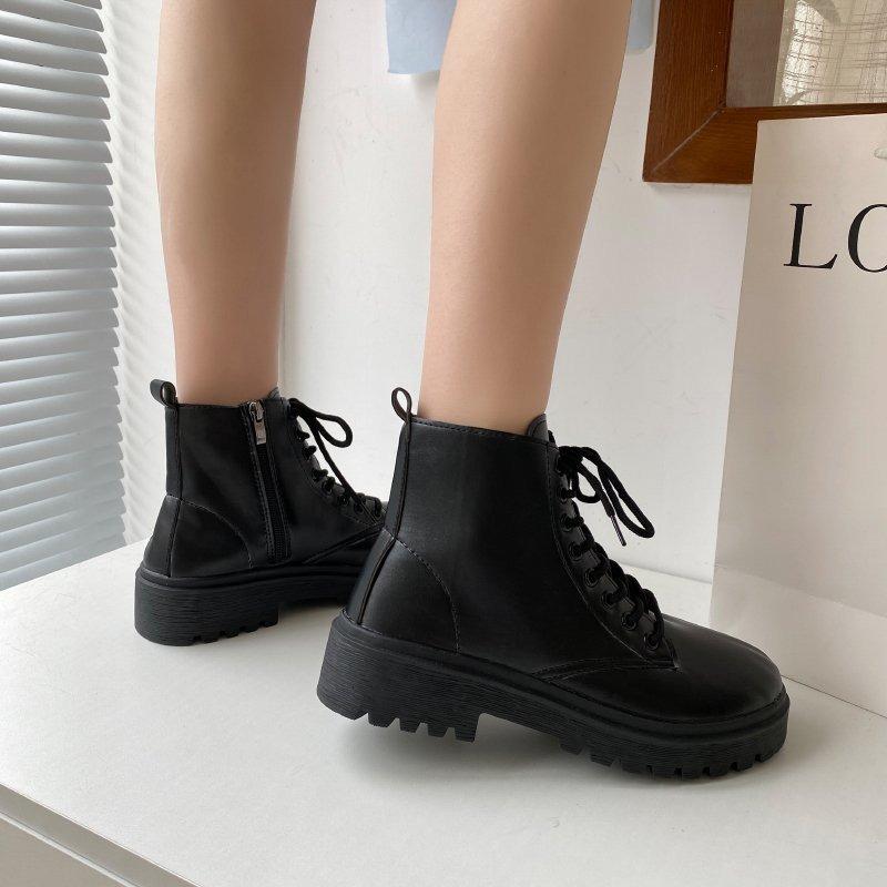 Autumn new black fashionable and comfortable Martin boots women's muffin platform short boots