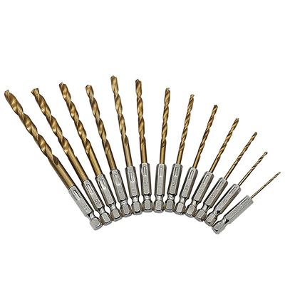 13Pcs 1/4 Hex Shank 1.5-6.5Mm Drill Bits Hss High Speed Steel Drill Bit Set Tool
