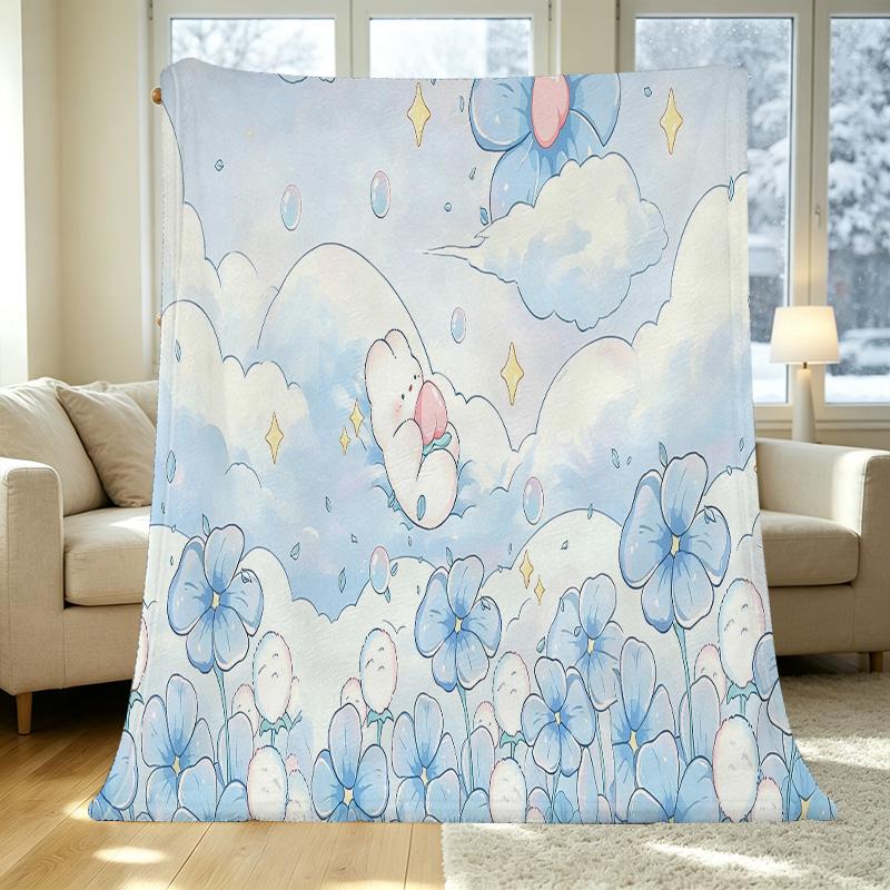 Cartoon Fleece Blanket – High-Density Plush, Soft & Warm, Ideal for Home Decor, Christmas & Halloween