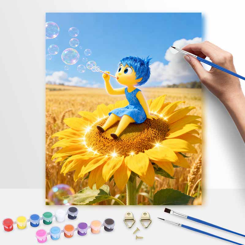 Disney sunflower character oil painting handcolored painting living room decoration hanging painting wall painting 20x30cm