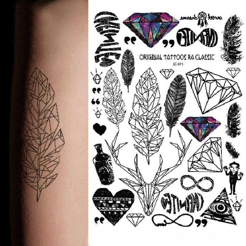 

Grote Zwarte tatuagem Taty Body Art Tijdelijke Татуировки Наклейки