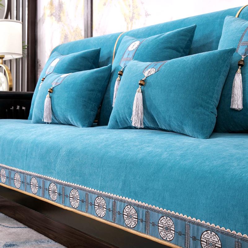 

Китайская диванная подушка из синели, универсальная нескользящая диванная подушка на четыре сезона, подушки для сидения, современный простой чехол, ткань 70*70cm