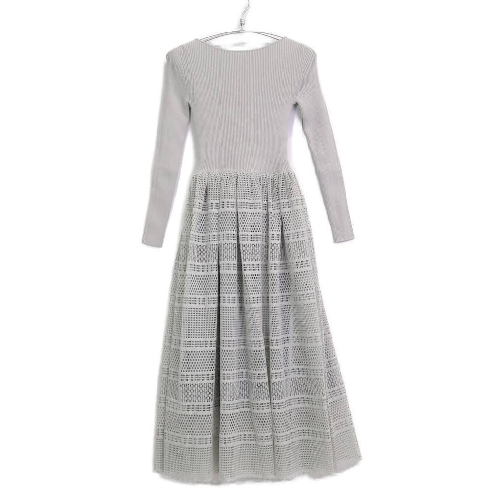ESTNATION Excellent condition 4110911010172 Lace combination knit dress F grayUsed