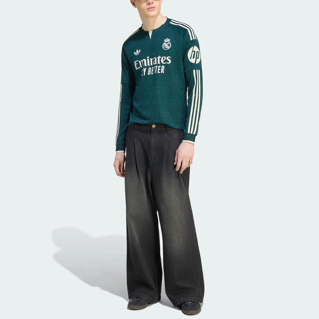 Adidas Originals Real Madrid 26/27 Season Away Slim Fit Knitted Quick-Dry Soft Striped Long Sleeve Football Shirt Fan Version Men tops KC3970