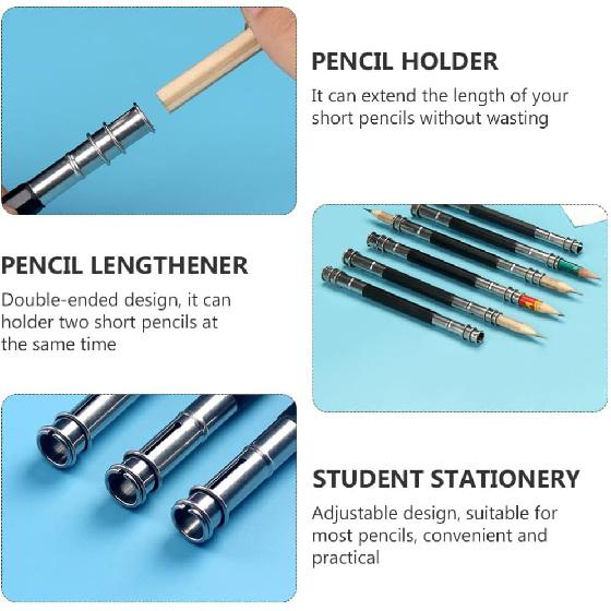 13Pcs Adjustable Dual Head Pencil Extender Holder Pencil Lengthener Pencil Saver Friendly for Art Craft Hobby Office Makeup Pencil Eyeliner Color