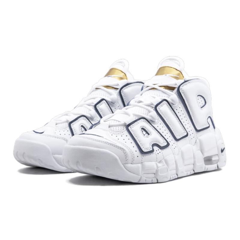 Nike Air More Uptempo White Midnight Navy GS Sneakers 415082-109