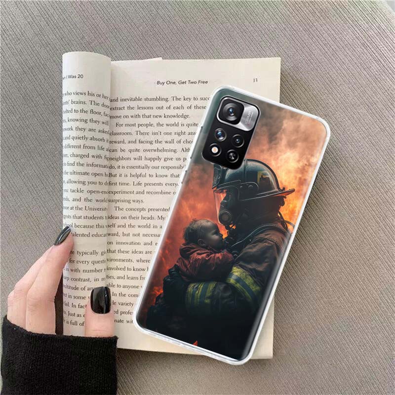 Firefighter Training Phone Case For Redmi Note 13 12 Pro Plus 14 15 Pro 5G 11 11T 11E 11S 10 Pro 10S 9 9S Cover Cell Clear TPU C