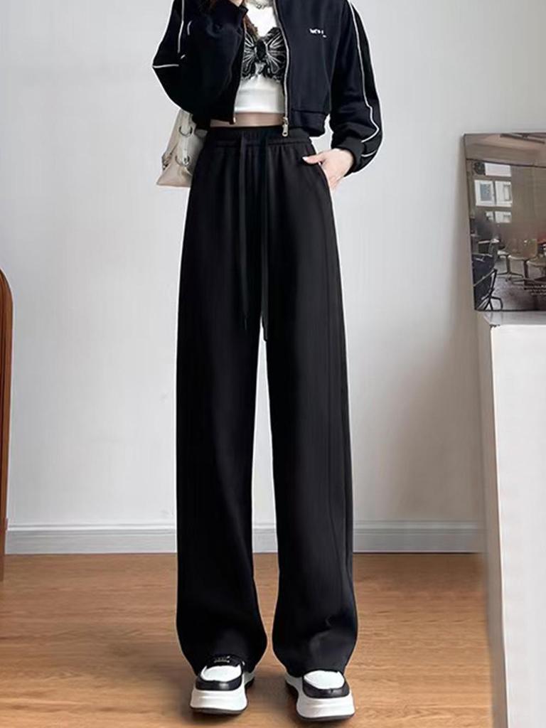 2025 Korean Fashion Women's Slimming High-Waisted Straight-Leg Pants for Autumn/Winter
