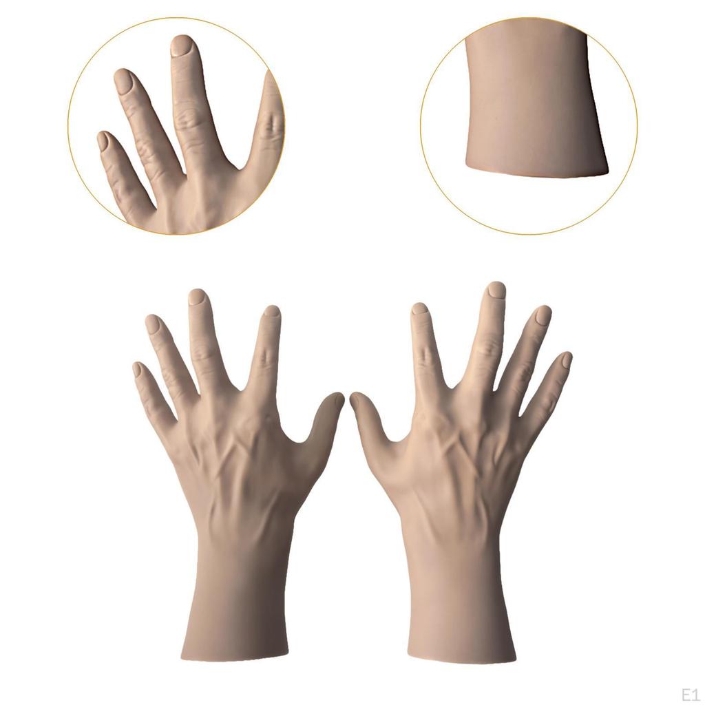 2Pcs Left and Right Human Hand Mannequin Model Jewelry Display Lifelike Photo Props Rings