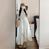 French High-end Ruffle Leaf Edge Bubble Sleeve Dress Women's Summer Design Waist Thin Dress Children