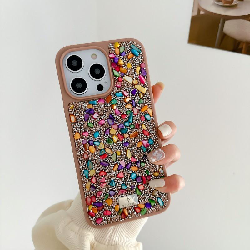 Luxury Colorful Stone Phone Case IPhone 14 Pro Max Bling Rhinestone Full Body Protective Soft TPU Cover