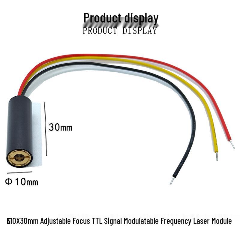 10x30mm 30mW 650nm Red Laser Module with Dot Shape, Internal Focus, TTL Signal Modulation.