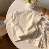 Girls' Casual Lace-edged Short-sleeved T-shirt For Summer, Children's  Cute Top