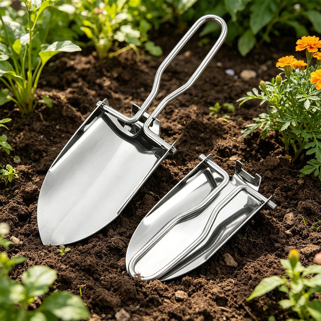 Stainless Steel Folding Gardening Shovel Multi-Purpose Mini Gardening Potting Tools Shovel for Backpack Gardening And Potting
