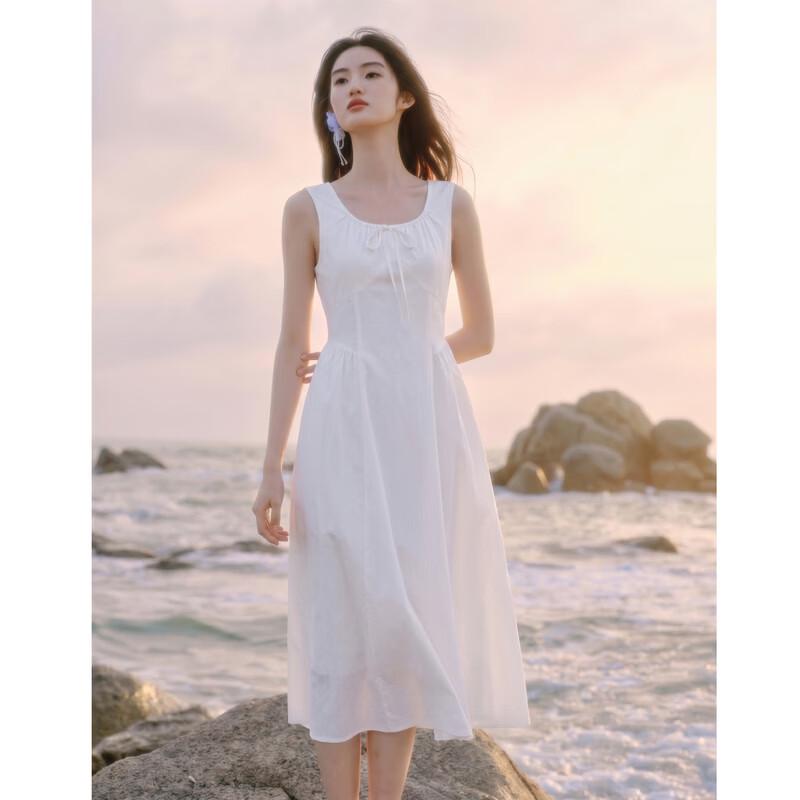 Qiusui Yiren Round Neck Sleeveless A-Line Dress S