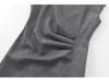 2025 Spring/Autumn Women's Sleeveless Round Neck Midi Dress with Waist Pleats