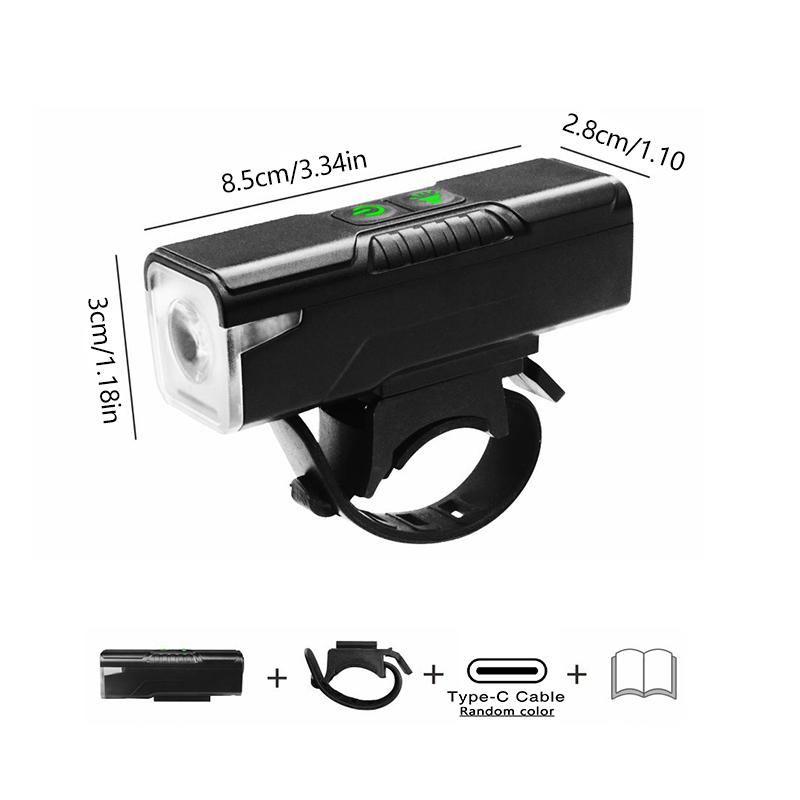 2-in-1 Bicycle Horn Light TYPE-C Rechargeable Bike Headlight Flashlight Bicycle Bell Lantern MTB Front Lamp Cycling Accessories