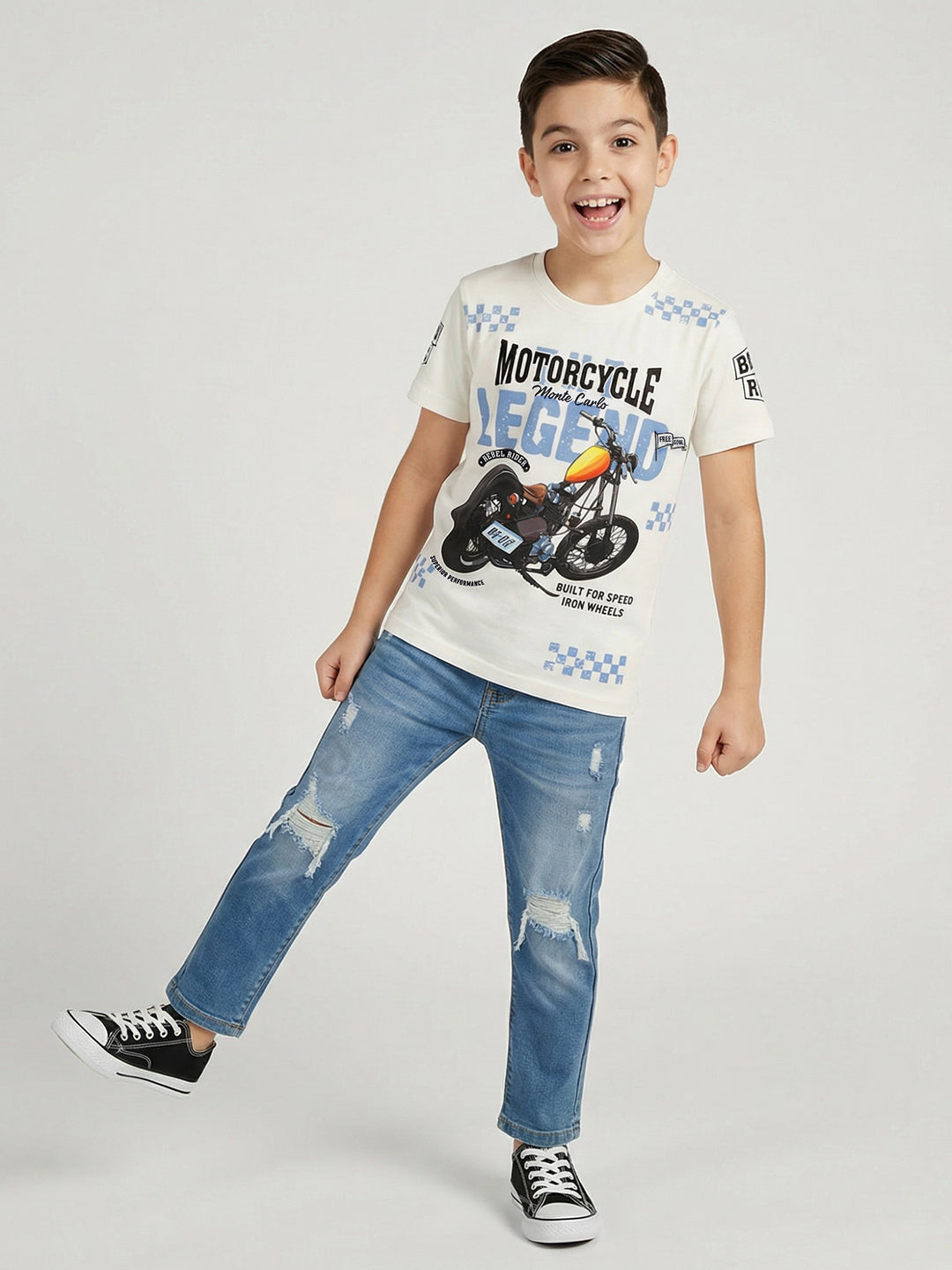 Monte Carlo Boy Regular Fit Off White Tshirt 4-5 Years