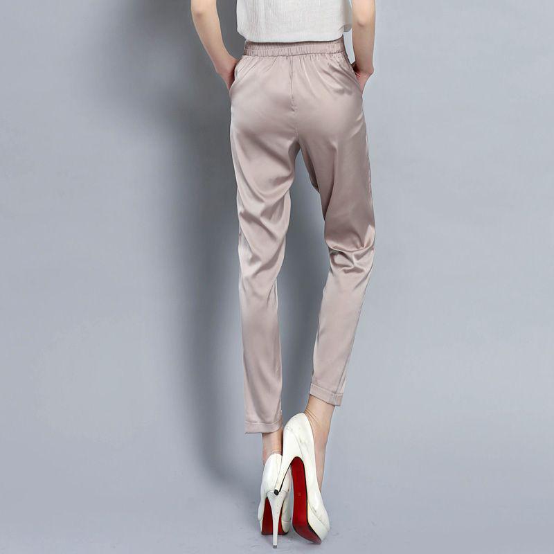

2025 Spring/Summer Silk Cropped Harem Pants - Plus Size & Versatile for Petite Women 3XL (130-140 jin) хаки