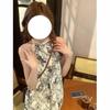Niche Print Neck Sleeveless Dress Women's Casual Summer Loose Temperament Suspender Dress