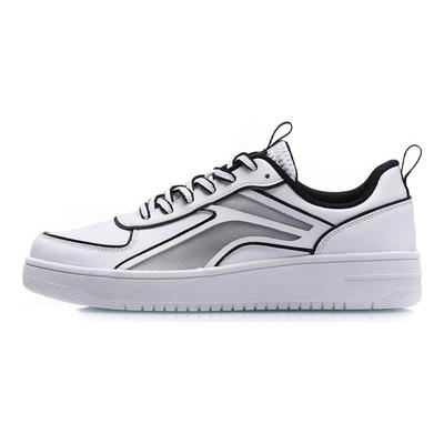 Li Ning Synthetic Leather Slip Resistant Abrasion Resistant Low Top Skateboard Shoes Women's White Black AGCP128-3