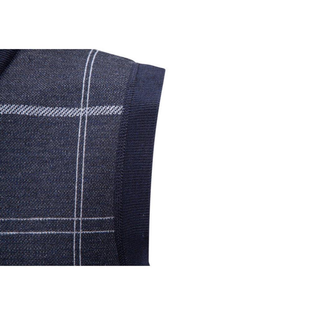 Men's Winter Fleece-Lined Plaid Vest, Pullover, Loose-Fitting Men's Sleeveless Sweater Vest
