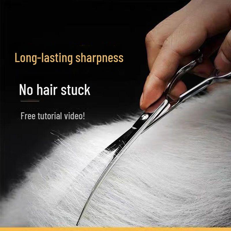 Pet Grooming Scissors: Straight & Curved for Dog Hair and Teddy Bear Trimming