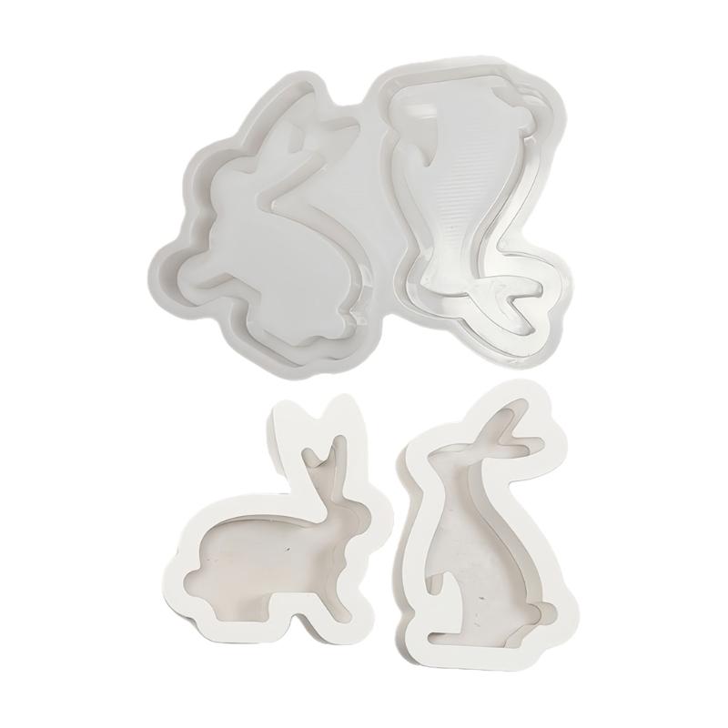 

2 Cavities Rabbit Silicone Candle Molds Heat Resistant Silicone Mould for Resin Casting Candle Soap Easter Decoration 1