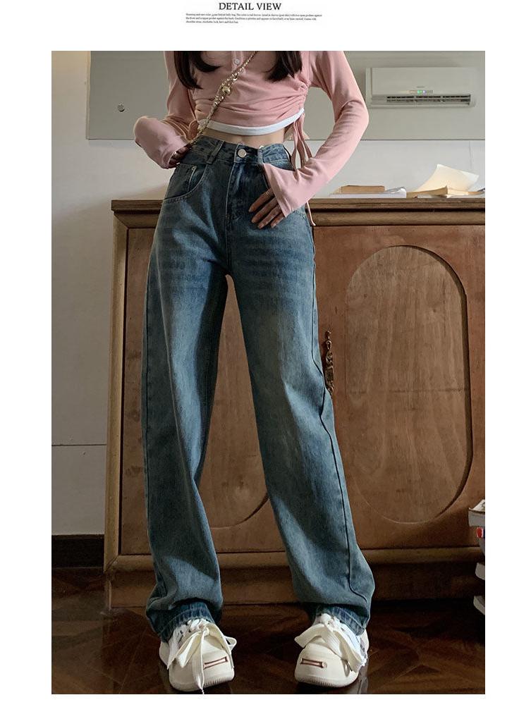 Women's Retro High-Waist Wide-Leg Jeans - Spring/Autumn 2025