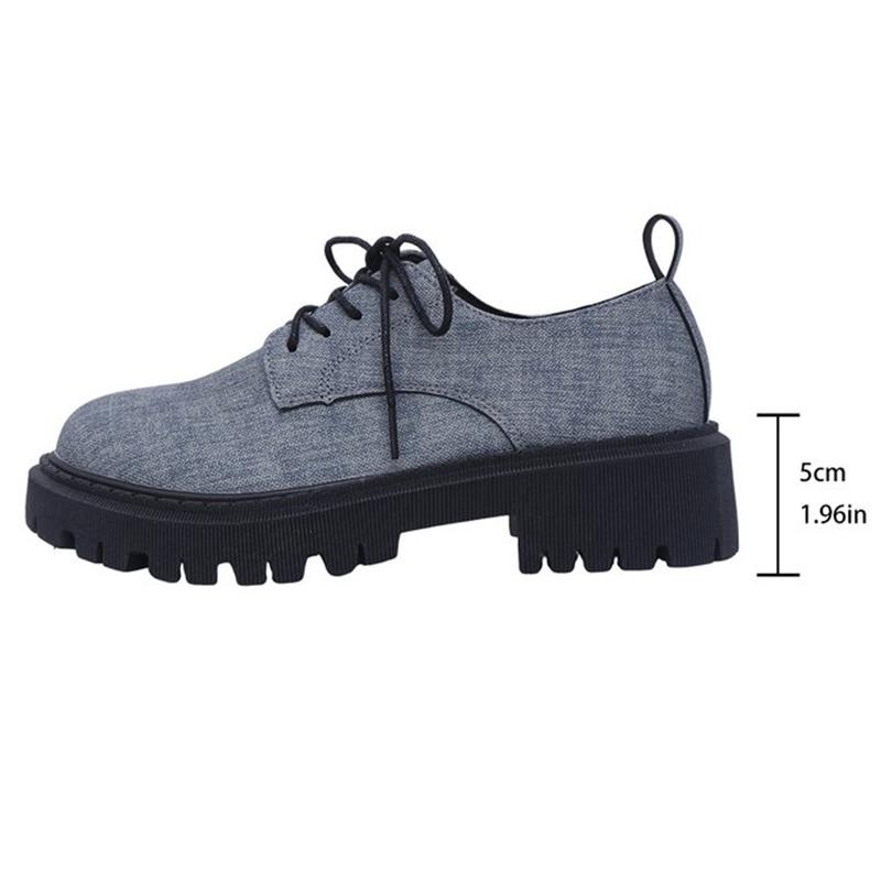 Fashion British Style Patchwork Loafers Shoes for Women Round Toe Lace Up Shoes Woman Autumn Winter Plus Size Platform Casual Shoes Lady