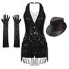 Womens Jazz Dance Outfit Halter Neck Backless Design Sparkly Sequins Fringe Jumpsuit Tassel Leotard